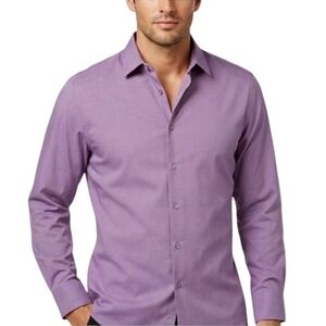 Jones New York Signature Slim Fit Dress Shirt Purple Lavender L 16-16.5 34/35
